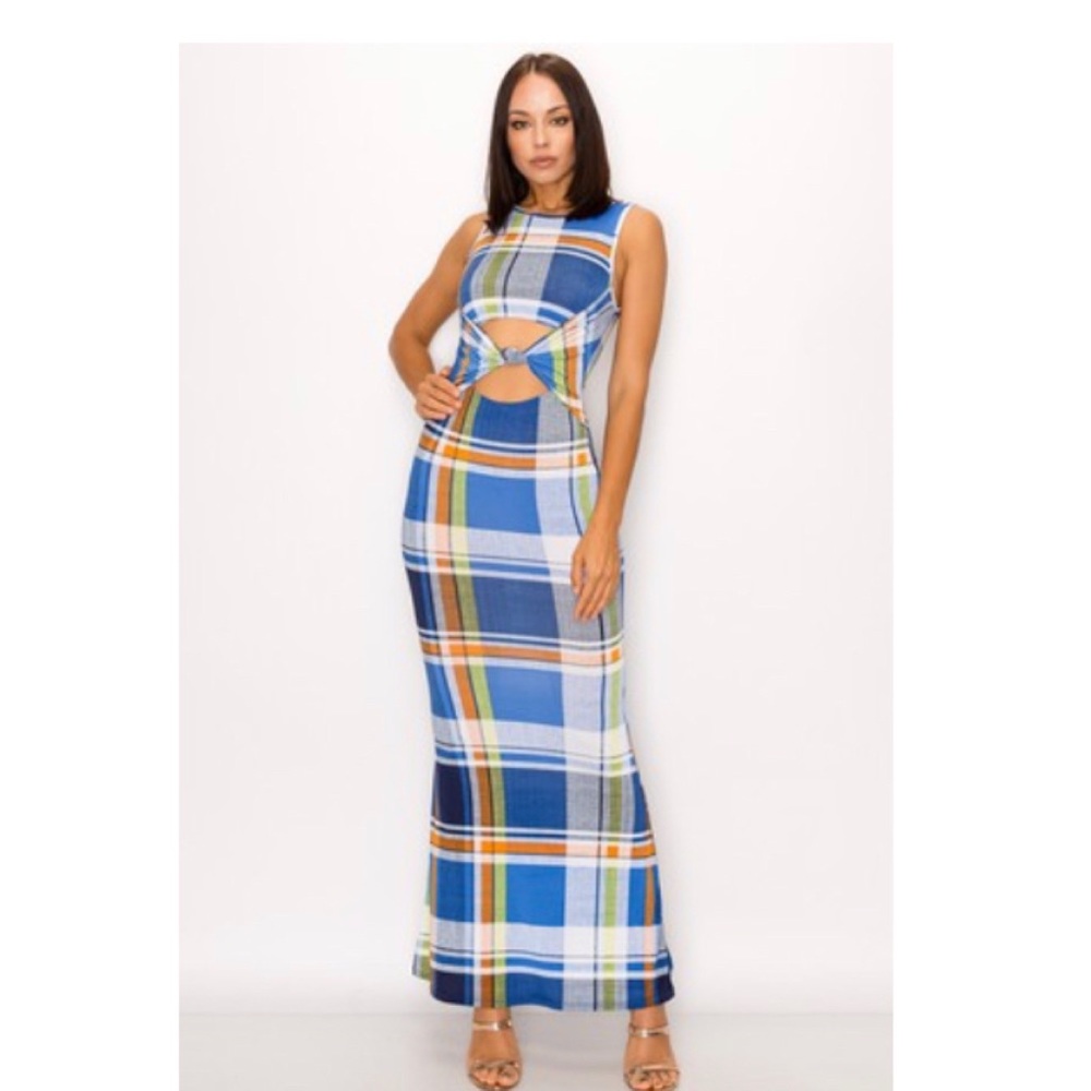 Plaid knot dress